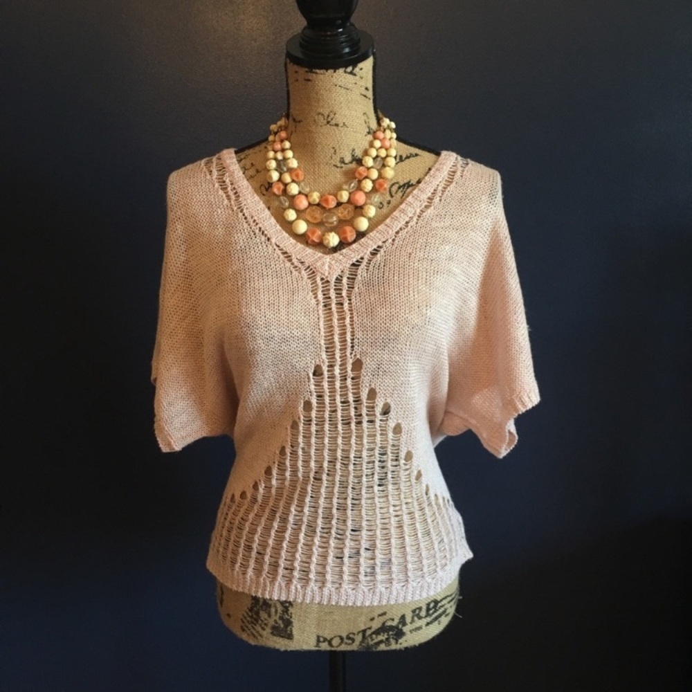 LA Made Anthropologie Linen Short Sleeve Sweater | Size XS